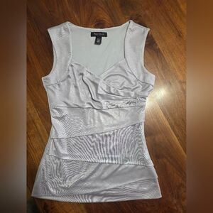 White House Black Market Shimmering Silver Blouse Metallic Ladies SMALL